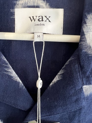 WAX LONDON Mens Navy Circle Ikat DIDCOT Short Sleeve Cotton Shirt M Medium NEW - Picture 3 of 9