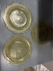 1930s Federal Glass Patrician “Spoke” Amber Depression Dinner Plate Set Of 3