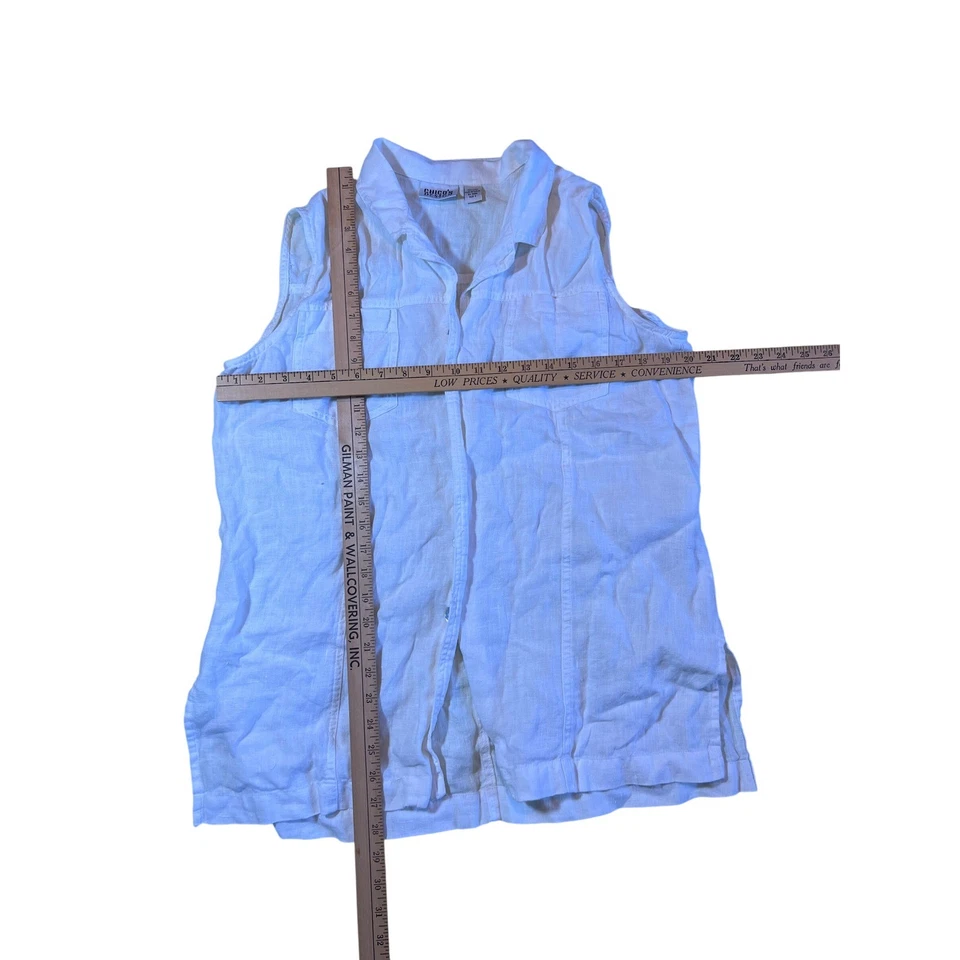 Camisa Chicos Design Lino Sin Mangas Botón Frontal Mujer Talla 2 Marfil Foto 3 de 4