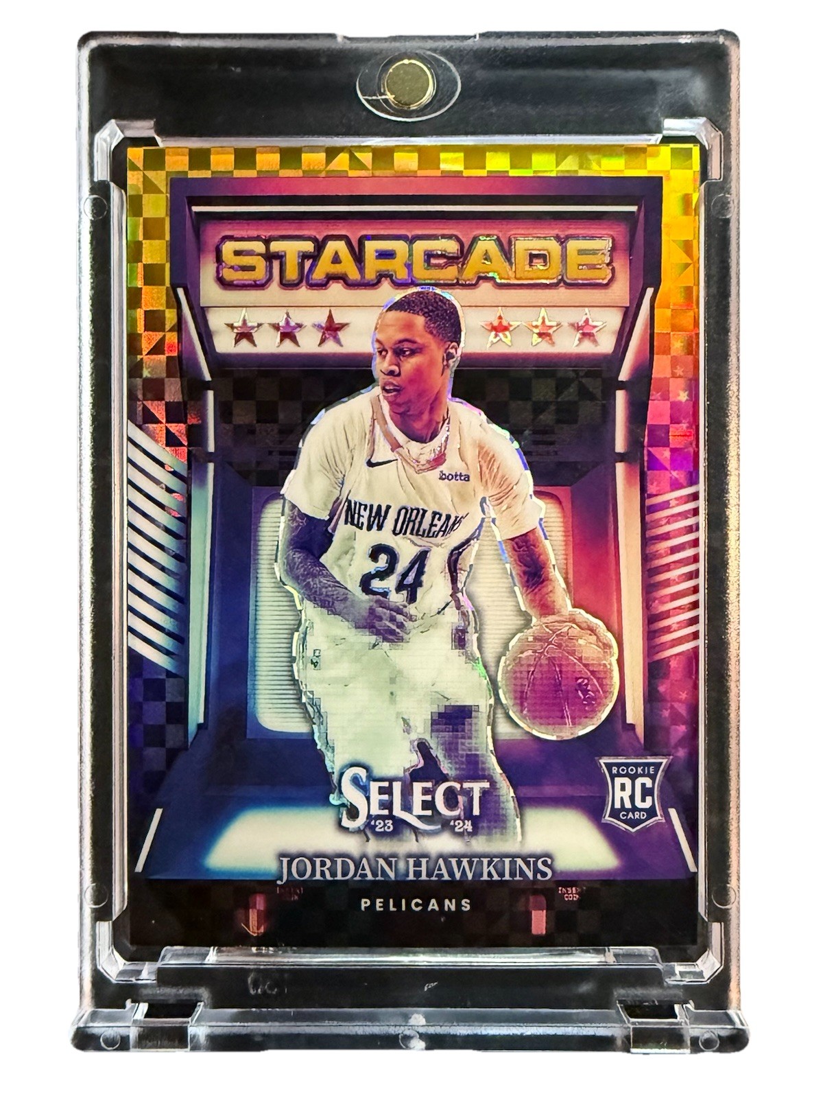 Jordan Hawkins 2023-24 Panini Select Rookie Starcade #1 Case Hit SSP Gold 07/10