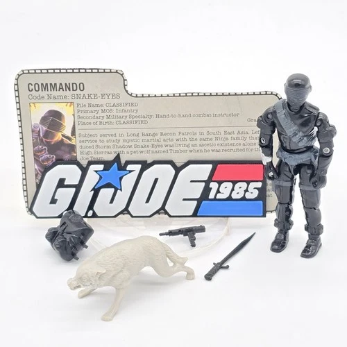 Gi Joe 1985 Snake Eyes v2 100% Complete w/ File Card🥷MINTY🥷ARAH Vintage Hasbro