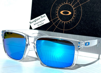 NEW Oakley Holbrook XXL Shiny Clear POLARIZED PRIZM Sapphire