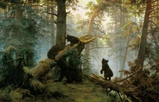 "Morning in a Pine Forest "Vintage painting, Canvas Wall Art Picture Print