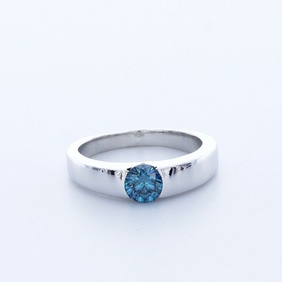 0.53ct Natural Diamond Blue/SI1 Very Good Cut Round Brilliant 14K White Gold Hel