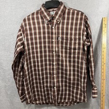 Emporio Armani Plaid Button-Down Shirt, Medium, Mens