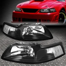 FOR 99-04 FORD MUSTANG BLACK HOUSING CLEAR CORNER HEADLIGHT REPLACEMENT LAMPS