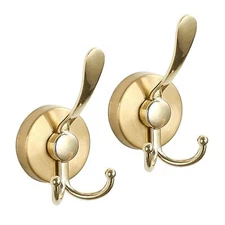 Metal Suction Cup Heavy Duty Double Hooks for Bathroom Kitchen Wall Cabinet C...