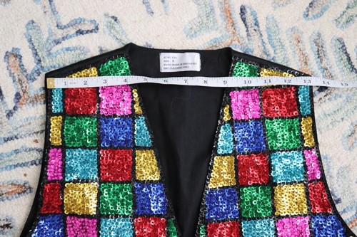 Gilet paillettes vintage donna o uomo Rainbow Pride gay anni 80 90 top - Foto 11 di 11
