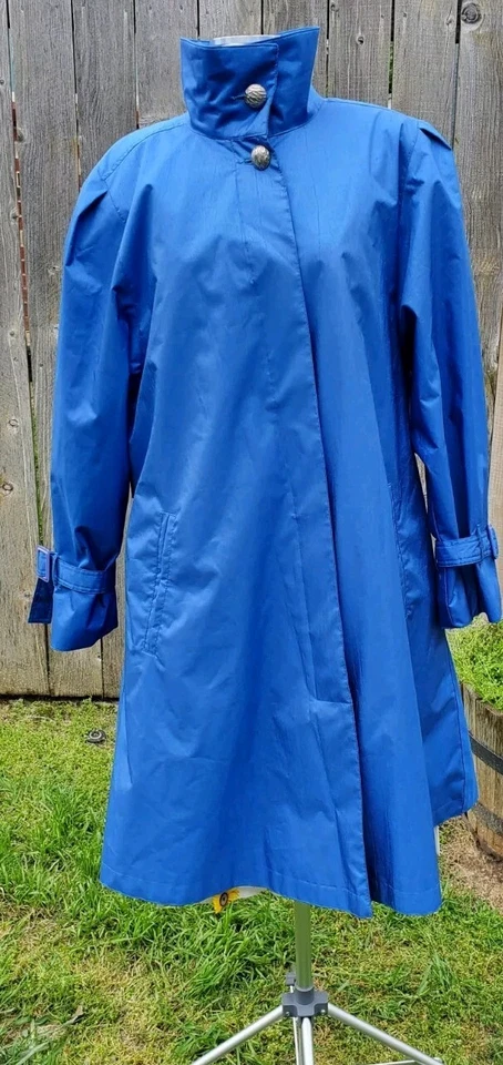 Impermeable de niebla británica cerúlea vintage años 80, botones morados, ligero, único Foto 2 de 4