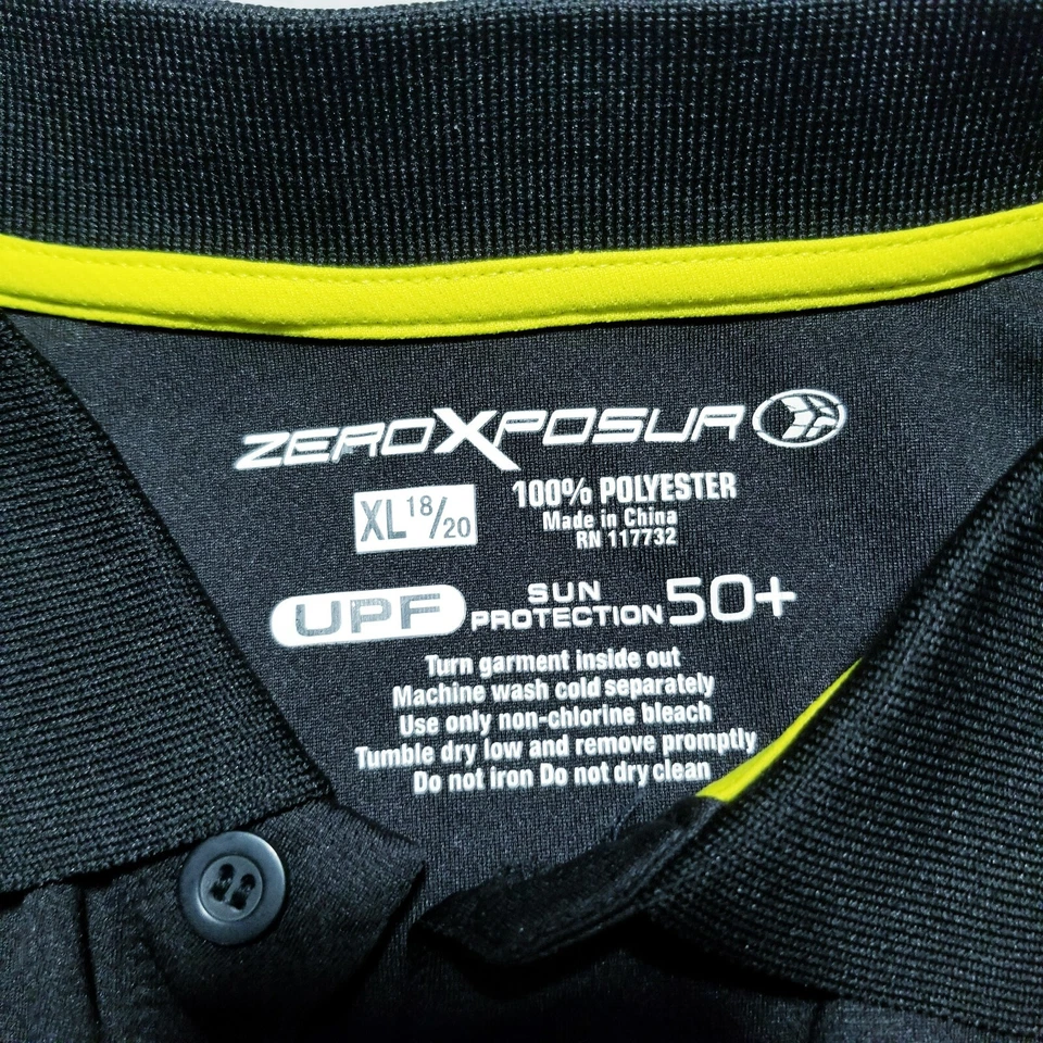 NWOT ZeroXposur Boys Black Polo Shirt Youth Size XL 18-20 Sun Protection - Image 3 of 4