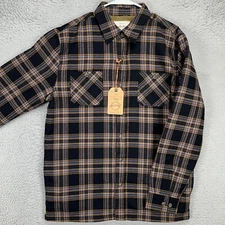 Weatherproof Vintage Fleece Sherpa Lined Shacket Men Medium Blue Mocha Plaid NEW