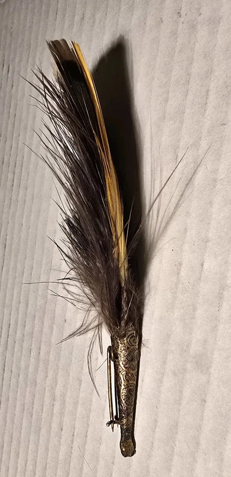 复古巴伐利亚瑞士德国蒂罗尔羽毛帽金色别针啤酒节 #1 — 第 3/4 张图片