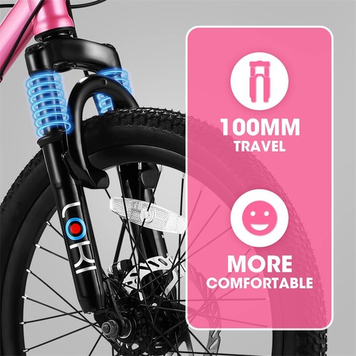 20inch Mountain Bike Pink 7 Speed Front Suspension Disc Brake for Ages 8-12 - Picture 5 of 9