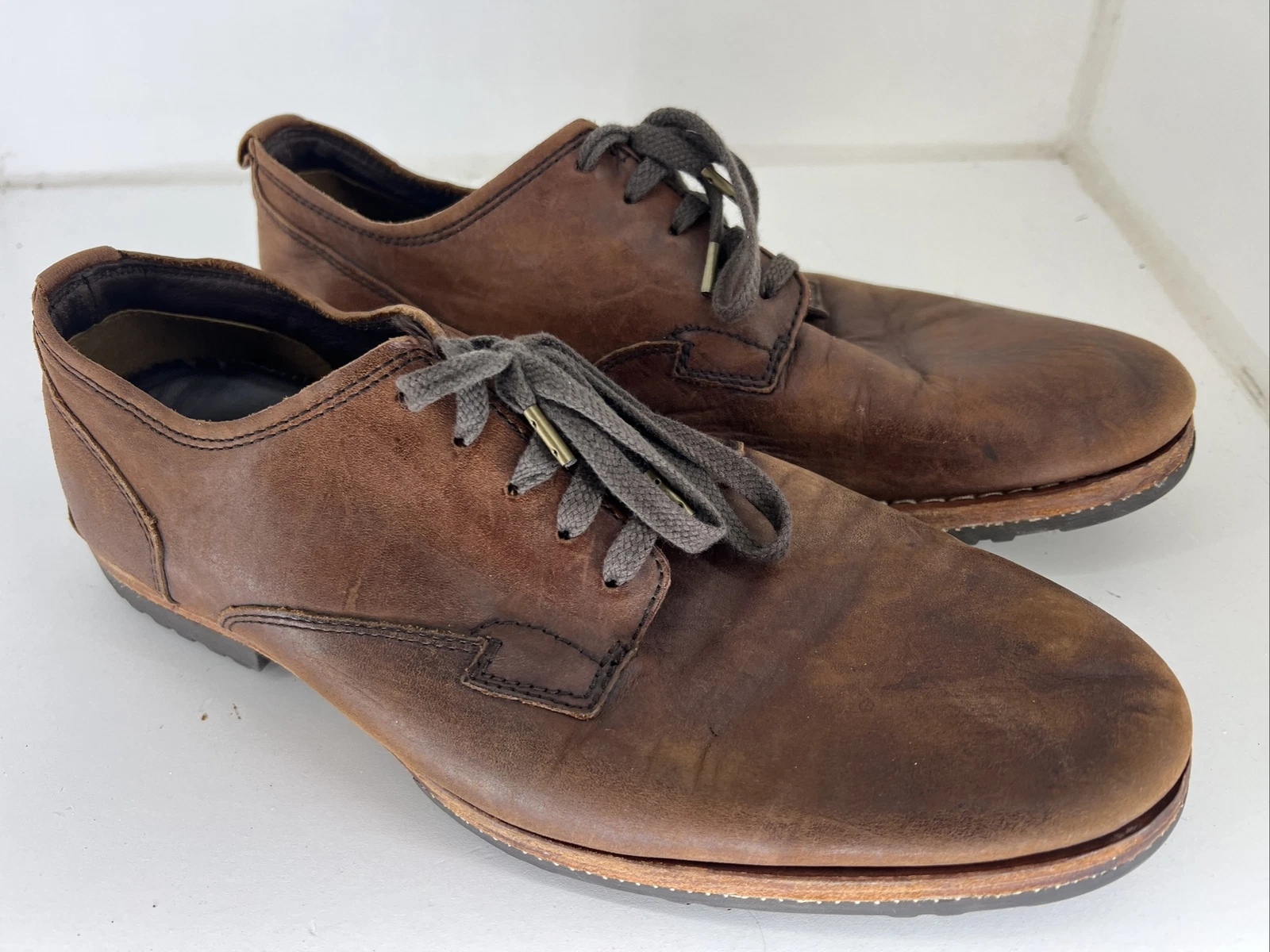 Scarpe Timberland Boot Co da uomo 10 marroni in pelle Oxford semplici classiche casual