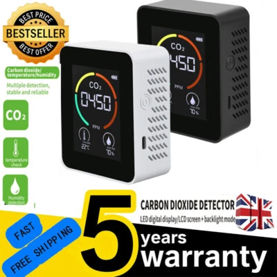 DERIVE22 CO2 Meter Temperature Humidity Detector Air Quality Dioxide Carbon Monitor LCD