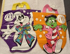Lot of 2 Vintage 1990 McDonalds Halloween Trick or Treat Bags Ghost