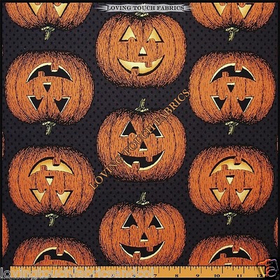 IN THE BEGINNING ''HALLOWGRAPHIX'' HALLOWEEN FALL AUTUMN FABRIC 1/2 YD. 18'' X 44''
