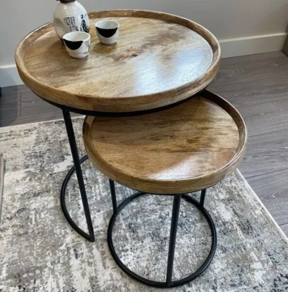 Industrial oak 2024 nest of tables