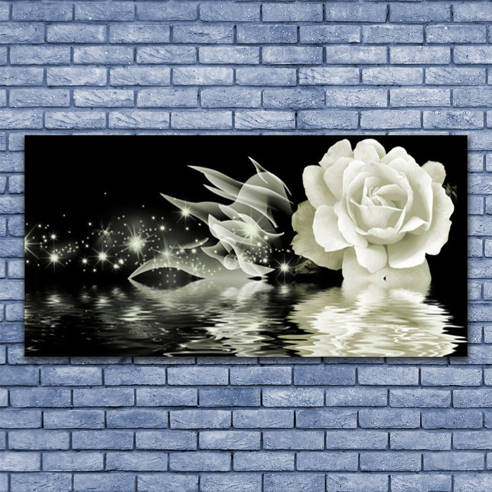 Impression sur verre acrylique de qualité premium avec motif floral rose 140x70