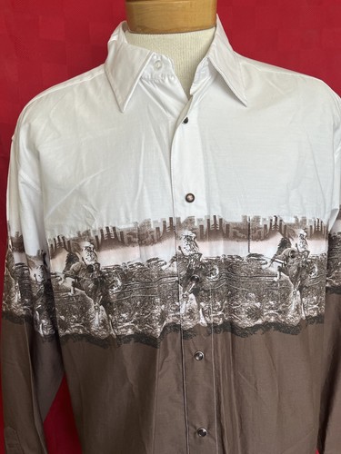 NEW Panhandle Slim Western Button Down Shirt Size Large Snaps Horses Cowboy AOP - Picture 5 of 13