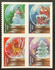 2023 Scott #5816-19, Forever CHRISTMAS SNOW GLOBES - MNH - Block of 4 Stamps