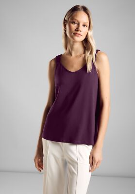 Street One Top mit V-Neck in Dark Berry Purple