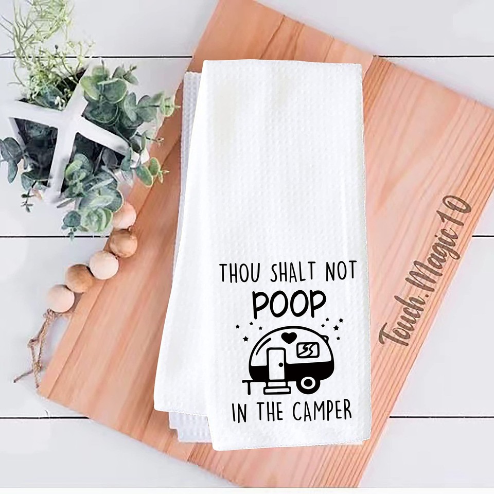 Funny Camper Waffle Cotton Kitchen Towels Hand Towel, Camping Kitchen