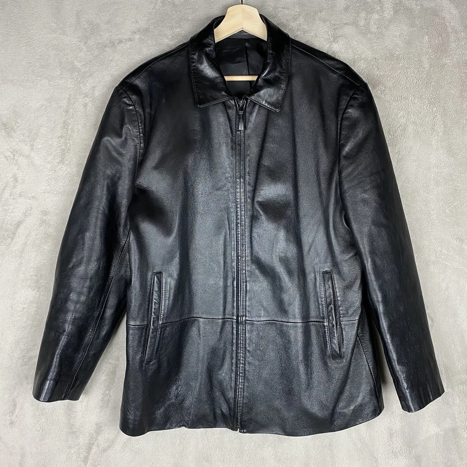 Chaqueta de cuero clásica negra MIK Sports para hombre mediana Conceria Patrizia Italia Foto 3 de 4