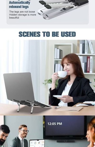Adjustable Foldable Laptop Stand Aluminum Notebook Riser Computer Holder Desk - Afbeelding 7 van 12