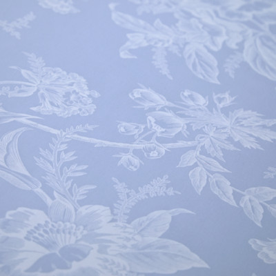 Yves Delorme King Duvet Cover Aurore 111x92'' Botanical Opalia Blue Sateen France