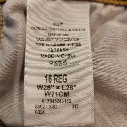 Levi’s 502 Girls Size 16 Tan Jeans Reg 28x28 Regular Taper Leg Denim - Picture 3 of 10