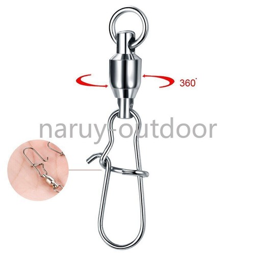 20/50PCS Fishing Snap Swivels Duo Lock Ball Bearing Swivel Snap Stainless Steel - Picture 6 of 17