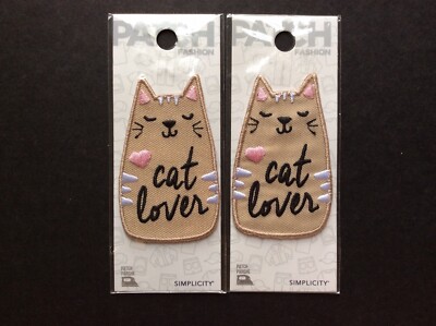 Cat Lover Iron On Patch Kitty Cats Feline Lover Simplicity By Design Tan Pink
