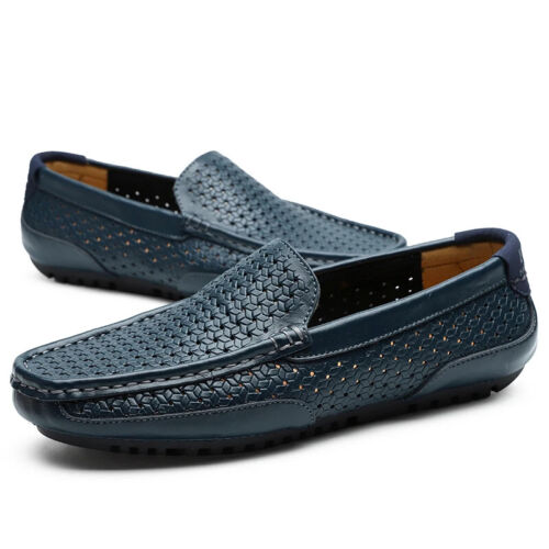 Summer Luxury Brand Men Casual Shoes Soft Genuine Leather Mens Loafers Moccasins - Picture 3 of 30