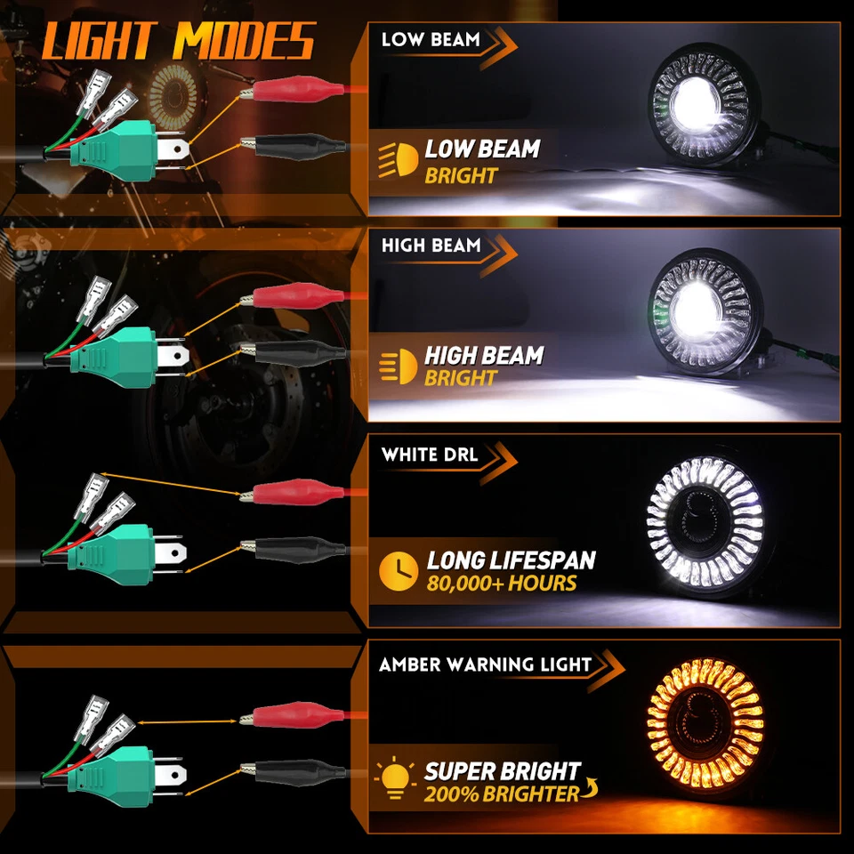 4 peças faróis redondos LED 5,75" DRL inicialização halo ajuste para Peterbilt Semi 349 359 - Imagem 3 de 4