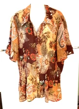 STUDIO 1940 FLORAL PAISLEY ACCORDION PLEATED CHIFFON BLOUSE PLUS SIZE 30/32 4X