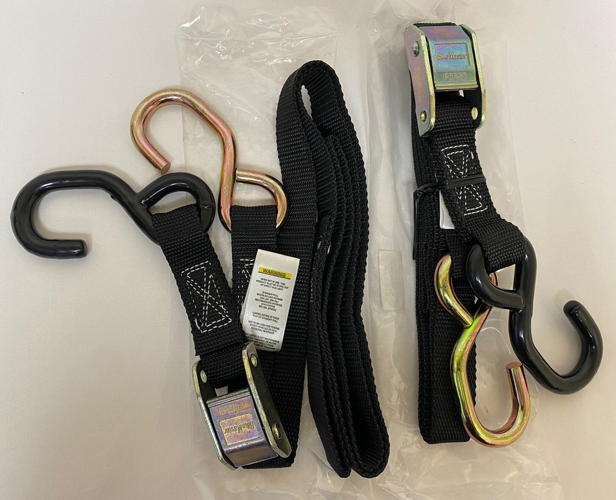 2-BikeMaster 1” X 72” Tie Downs, Nylon-Coated & Zinc-Plated Hooks