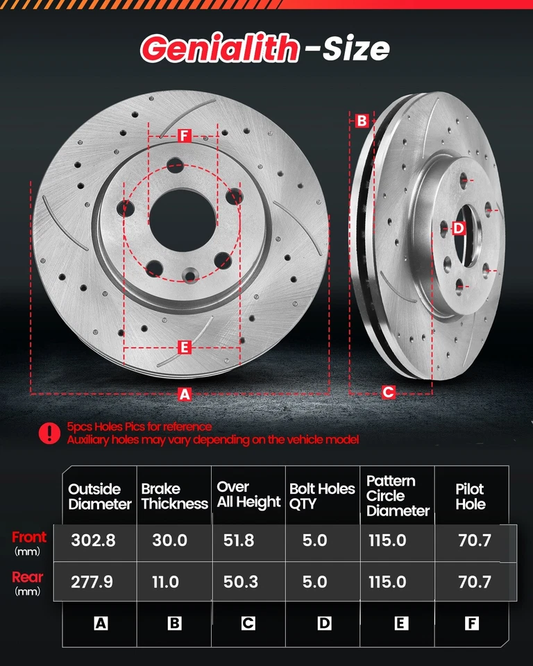 Front Rear Brake Rotors Brake Pad for 2006 - 2010 Chevrolet Impala Monte Carlo Foto 3 de 4