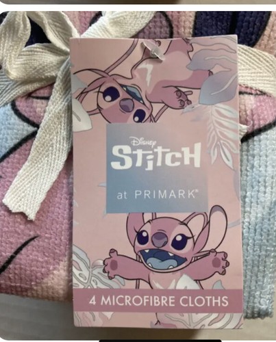 Primark LILO And Stitch Microfiber Cloth Set Pink Disney  Wink Stitch New - Picture 2 of 2