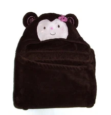 Kidsline Brown Girl Monkey Pink Flower Baby Blanket Hooded Plush Security 