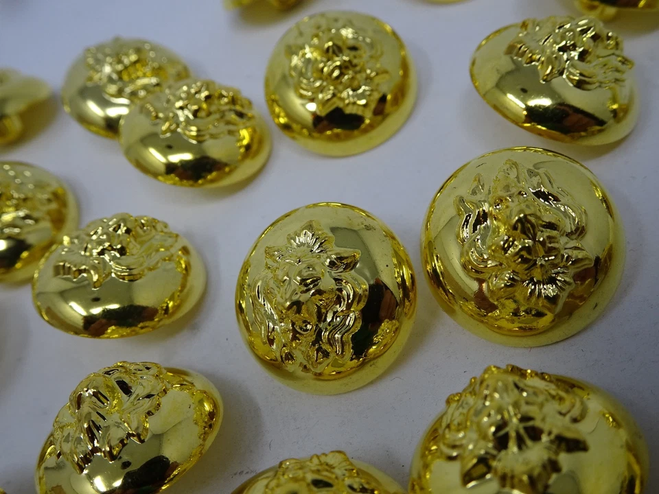  Lot of 6 Vintage Round Raised Gold Lion Emblem Button 20mm B367-6 - Image 3 of 4