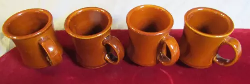 4 - REGO, Restaurant Diner Ware Brown Coffee Mugs Cups Heavy Set of 4 C688-07 P