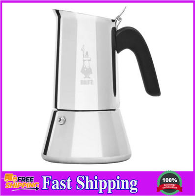 Bialetti Venus Induction Stovetop Coffee Maker, Stainless Steel,10 Cups, Silver