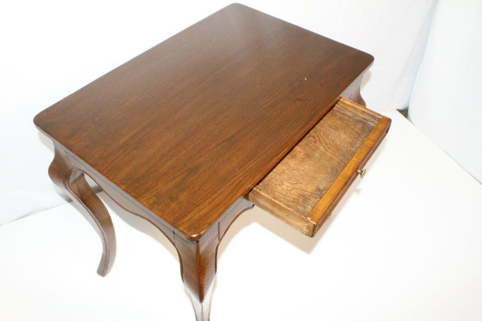 French Provincial Oak Side Table with Frieze Drawer, Circa 1920's eBay