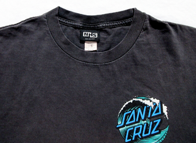 Vintage SANTA CRUZ SKATEBOARDS NHS Wave Logo Black Skate