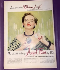 1950 Pond's Angel Face Blushing Angel Make Up Foundation Powder Blend Print Ad