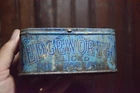 1930s VINTAGE EDGEWORTH SLICED PIPE TOBACCO STORAGE TIN SIGN ABOUT 2" X 3" x 4"