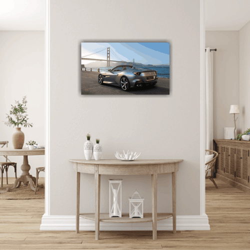 Ferrari Super Car Wandkunst bedruckte Leinwand über einen massiven Kiefernrahmen gestreckt - Bild 2 von 5