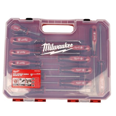 Milwaukee Set of 12 Tri-Lobe Screwdrivers   Ergonomic Anti-Roll Handles with