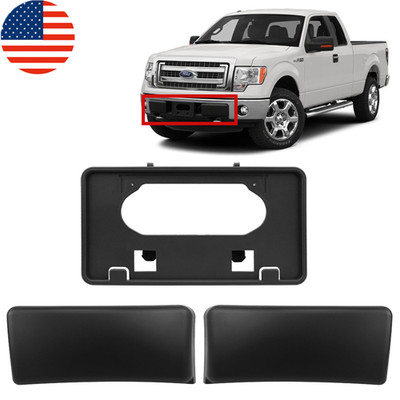 Front Bumper License Plate Bracket + Guards Pads Cap Fit For 2009-2014 Ford F150